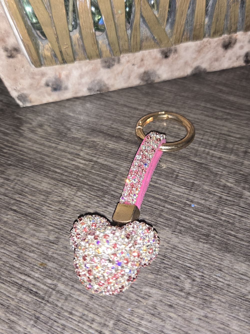 Sparkling Pink Heart Keychain